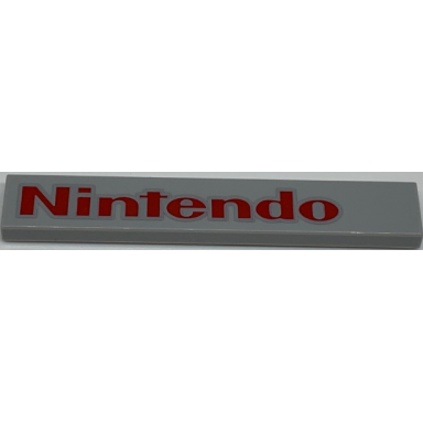light bluish gray tile 1 x 6 with red nintendo pattern