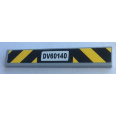 light bluish gray tile 1 x 6 with dv60140 and black and yellow danger stripes pattern sticker - set 60140