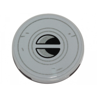 light bluish gray tile round 3 x 3 with sw n-1 starfighter air vents with silver circles pattern sticker - set 75325