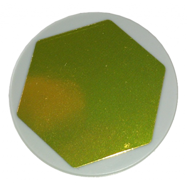 light bluish gray tile round 3 x 3 with gold hexagon pattern sticker - set 42158