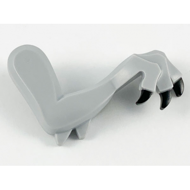 light bluish gray dinosaur leg small front with 2 elbow spikes with molded black pin and printed claws pattern - right