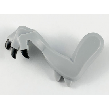 light bluish gray dinosaur leg small front with 2 elbow spikes with molded black pin and printed claws pattern - left