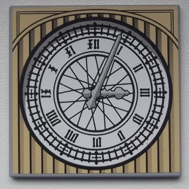 light bluish gray tile 6 x 6 with clock pattern sticker - set 8639