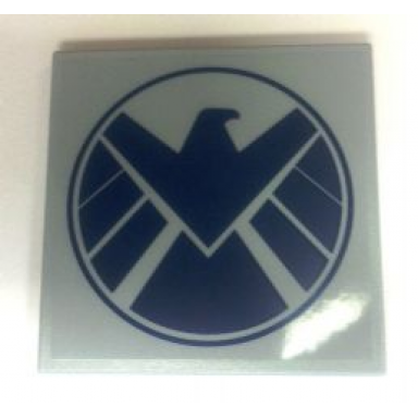 light bluish gray tile 6 x 6 with dark blue shield logo pattern sticker - set 6869