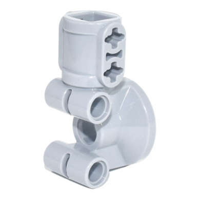 light bluish gray technic steering wheel hub holder shock absorber head with 2 pin joiners and shaft with 2 axle holes