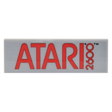 light bluish gray tile 2 x 6 with red atari 2600 pattern sticker - set 10306