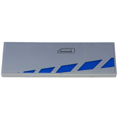 light bluish gray tile 2 x 6 with blue stripes and black door handle outline pattern model left side sticker - set 76917