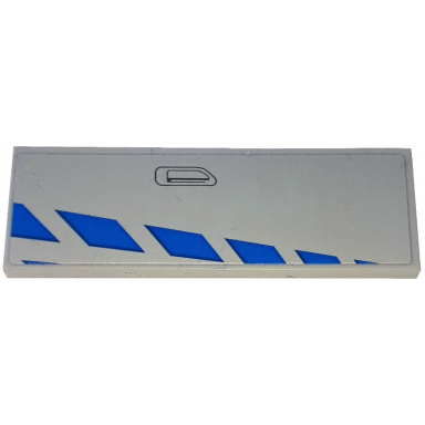 light bluish gray tile 2 x 6 with blue stripes and black door handle outline pattern model right side sticker - set 76917