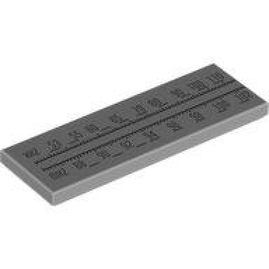 light bluish gray tile 2 x 6 with black khz mhz and radio frequencies pattern