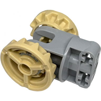 light bluish gray technic large rotation joint socket with pin hole and 2 axle holes with tan gears 69787 69788
