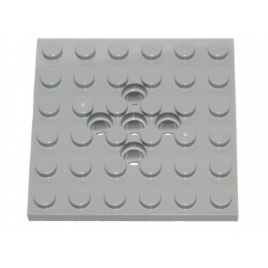 light bluish gray plate modified 6 x 6 with 5 pin holes