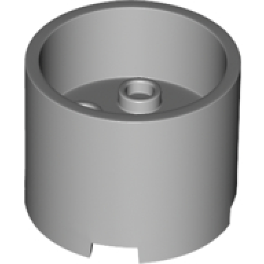 light bluish gray brick round 3 x 3 x 2 with recessed center and axle hole