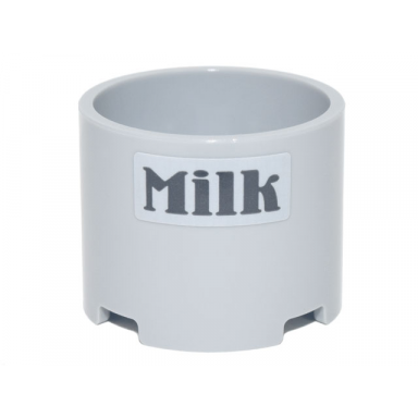 light bluish gray brick round 3 x 3 x 2 with recessed center and axle hole with black milk pattern sticker - set 10290