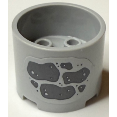 light bluish gray brick round 3 x 3 x 2 with recessed center and axle hole with dark bluish gray stones and dots pattern on both sides stickers - set 43231