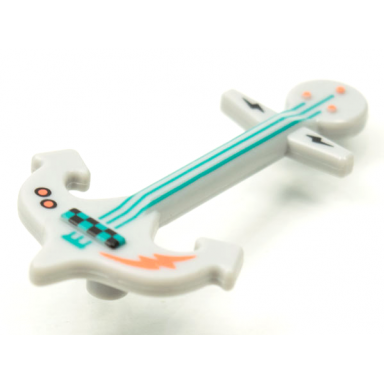 light bluish gray minifigure utensil musical instrument guitar electric anchor with dark turquoise strings and coral lightning bolt pattern