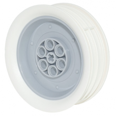 light bluish gray wheel 62.3mm d x 20.3mm motorcycle with molded white wall outer rim pattern