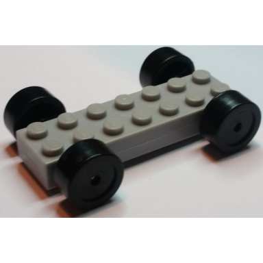 light bluish gray vehicle base fast food racer 2 x 7 x 2 3 with black wheels slicks