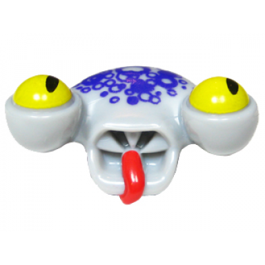 light bluish gray minifigure head modified alien with tongue and yellow eyes dark purple scales pattern squidtron