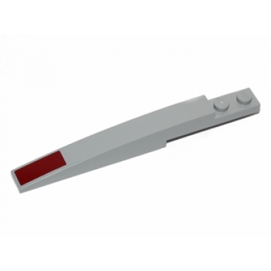 light bluish gray slope curved 10 x 1 with dark red rectangle pattern on front sticker - set 75012