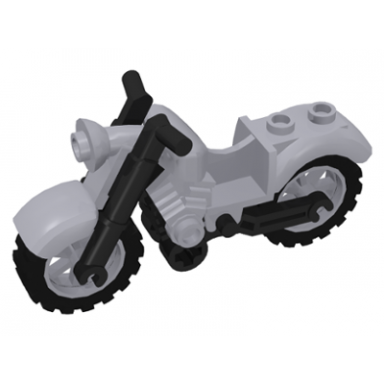 light bluish gray motorcycle vintage with black chassis and light bluish gray wheels