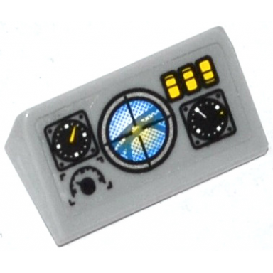 light bluish gray slope 30 1 x 2 x 2 3 with horizon screen 3 gauges and 3 yellow switches pattern sticker - set 60046
