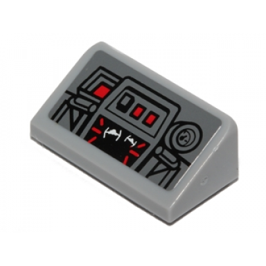 light bluish gray slope 30 1 x 2 x 2 3 with control panel and screen with fighter targets pattern sticker - set 75041