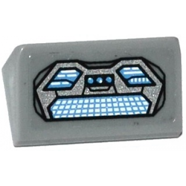 light bluish gray slope 30 1 x 2 x 2 3 with avengers quinjet control panel pattern sticker - set 76032