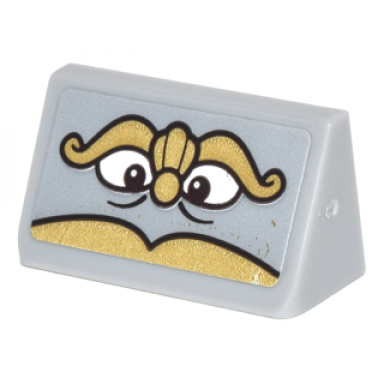 light bluish gray slope 30 1 x 2 x 2 3 with stove face with gold eyebrows nose and moustache pattern sticker - set 41067