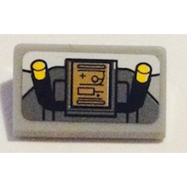 light bluish gray slope 30 1 x 2 x 2 3 with control panel and handle pattern sticker - set 75053
