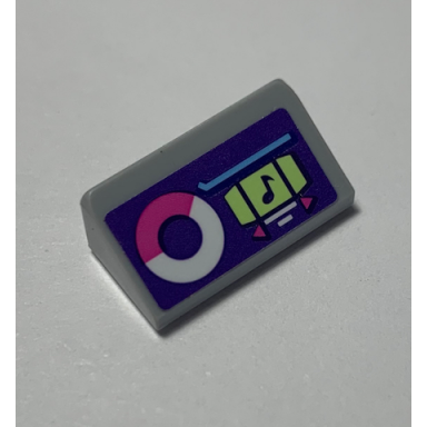 light bluish gray slope 30 1 x 2 x 2 3 with dashboard music display pattern sticker - set 41320