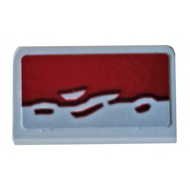light bluish gray slope 30 1 x 2 x 2 3 with dark red broken edge pattern sticker - set 76078