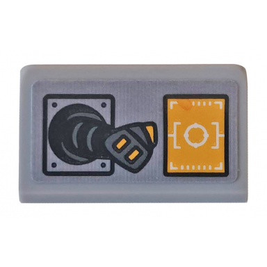 light bluish gray slope 30 1 x 2 x 2 3 with bright light orange sight and joystick pattern sticker - set 76162