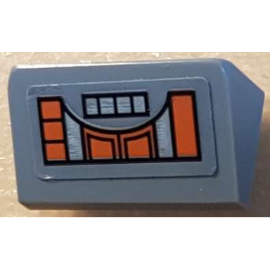light bluish gray slope 30 1 x 2 x 2 3 with control screen with silver and orange squares and rounded rectangles pattern sticker - set 70322