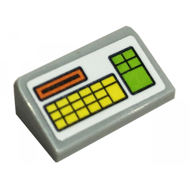 light bluish gray slope 30 1 x 2 x 2 3 with yellow keyboard and lime keypad pattern sticker - set 41701