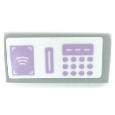light bluish gray slope 30 1 x 2 x 2 3 with lavender keypad card reader and contactless payment screen pattern sticker - set 41450