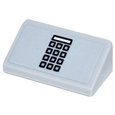light bluish gray slope 30 1 x 2 x 2 3 with black white and silver phone keypad pattern sticker - set 21347
