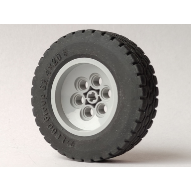 light bluish gray wheel 43.2mm d x 18mm - flush axle stem with black tire 62.4 x 20 s 86652 32019