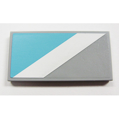 light bluish gray tile 2 x 4 with maersk blue triangle and white diagonal stripe pattern model left side sticker - set 10219