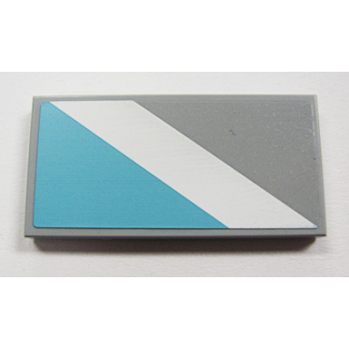 light bluish gray tile 2 x 4 with maersk blue triangle and white diagonal stripe pattern model right side sticker - set 10219