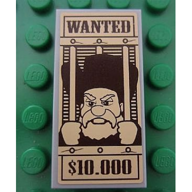 light bluish gray tile 2 x 4 with wanted stinky pete pattern sticker - set 7594