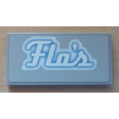 light bluish gray tile 2 x 4 with white flos script pattern sticker - set 8487