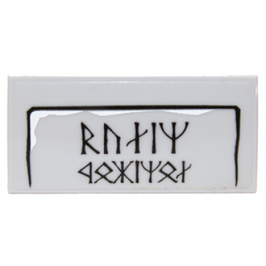 light bluish gray tile 2 x 4 with large dwarvish runes logogram balin fundinul pattern sticker - set 9473