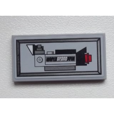 light bluish gray tile 2 x 4 with world grand prix camera pattern sticker - set 9486