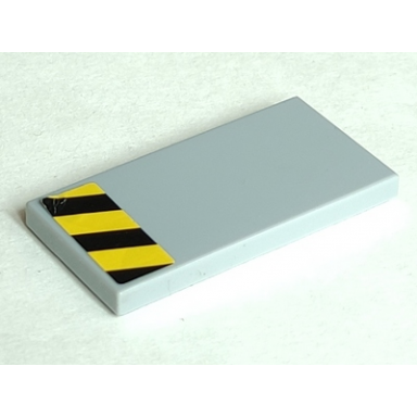 light bluish gray tile 2 x 4 with black and yellow danger stripes pattern sticker - set 76018