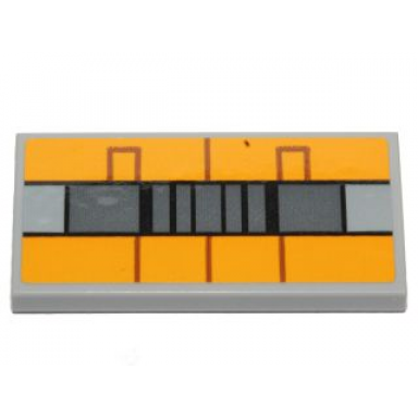 light bluish gray tile 2 x 4 with bright light orange and gray rectangles and black lines pattern sticker - set 75170