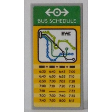 light bluish gray tile 2 x 4 with bus map and schedule pattern sticker - set 60154
