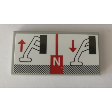 light bluish gray tile 2 x 4 with capital letter n red up and down arrows and technic crane outriggers movement on white background pattern sticker - set 42082