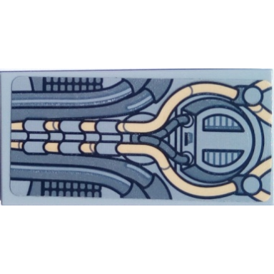light bluish gray tile 2 x 4 with sw millennium falcon tan and dark bluish gray cables and wires pattern sticker - set 75105