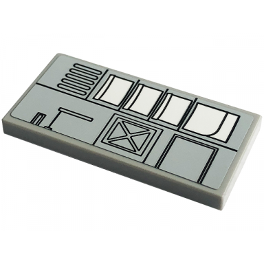 light bluish gray tile 2 x 4 with lunar lander hull plates pattern 1 sticker - set 10266