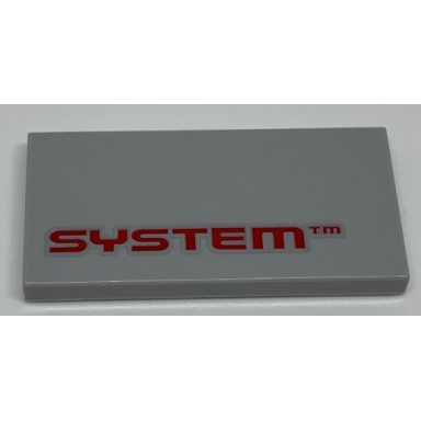 light bluish gray tile 2 x 4 with red system pattern